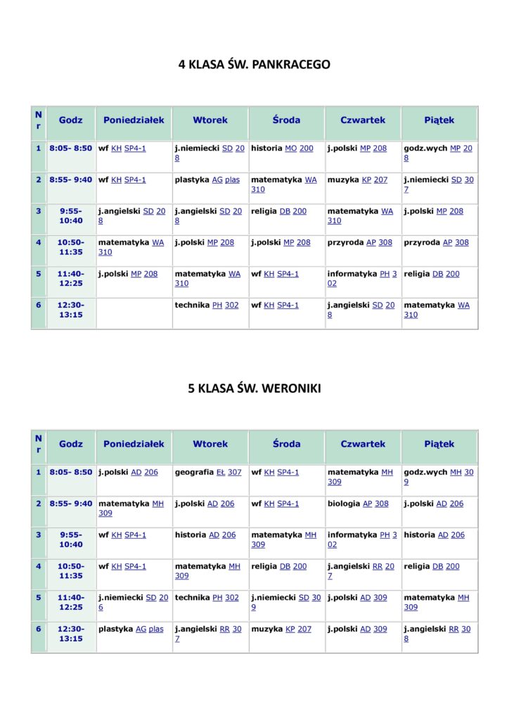 Zs Polkowice Plan Lekcji 1a